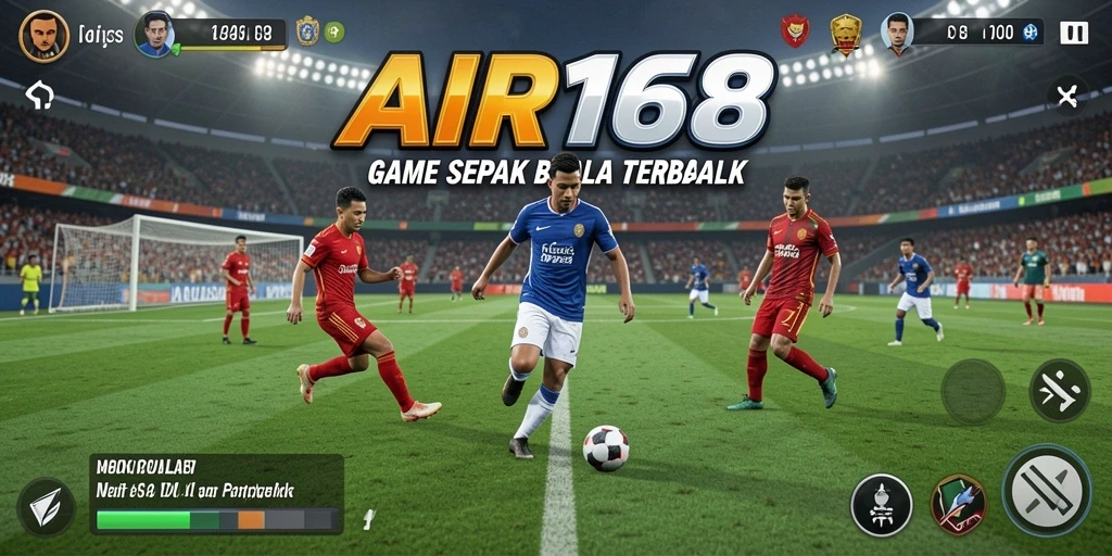 Tampilan gameplay AIR168 menunjukkan aksi sepak bola yang mendebarkan.