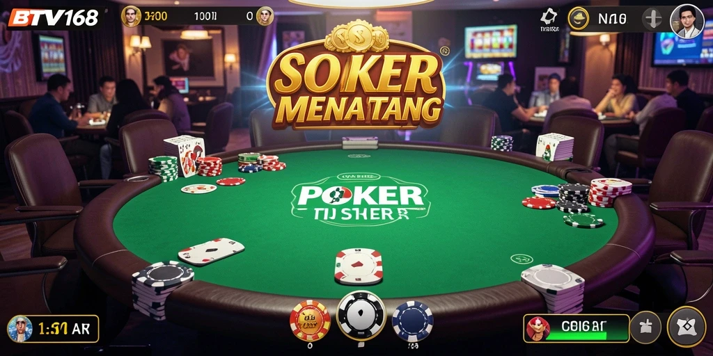 Tampilan screenshot BTV168 menunjukkan aksi permainan poker yang mendebarkan.