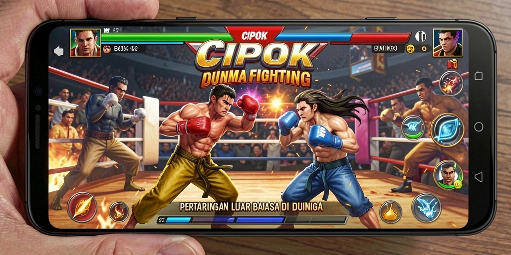 Tampilan gameplay yang seru dalam pertarungan Fighting CIPOK.
