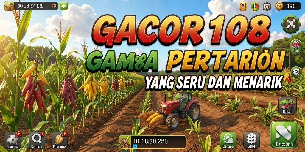 Tampilan gameplay seru dalam GACOR108 dengan aktivitas pertanian yang dinamis.