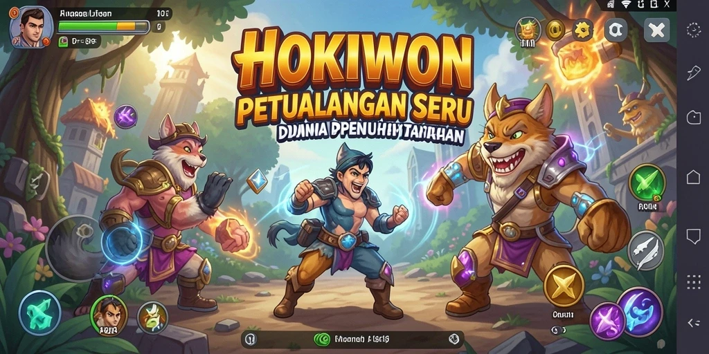 Tampilan menarik dari gameplay HOKIWON yang penuh aksi petualangan.