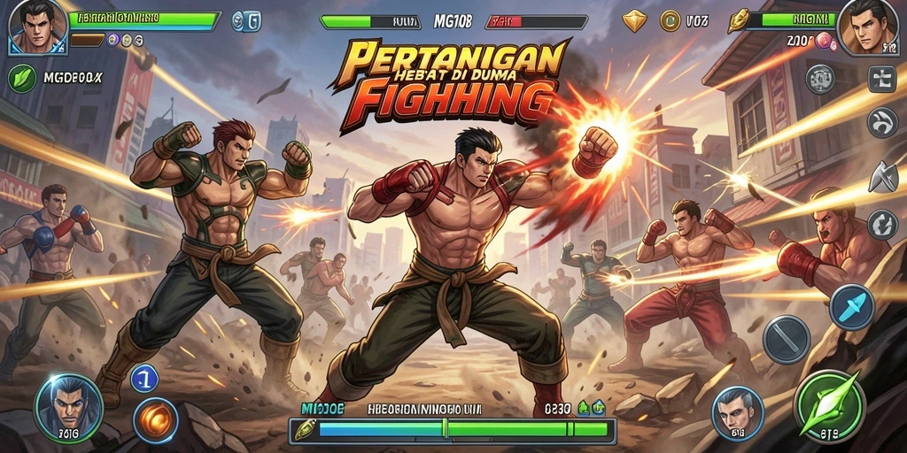 Screenshot gameplay MG108 menampilkan aksi pertarungan yang mendebarkan.
