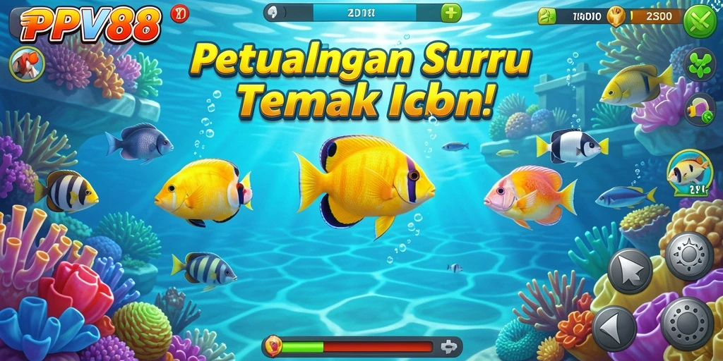 Screenshot gameplay PPV88 saat berburu ikan di lautan.