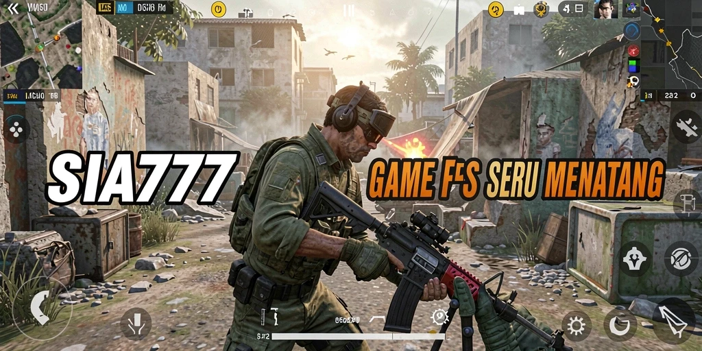 Tampilan gameplay seru dari SIA777 di medan tempur FPS.